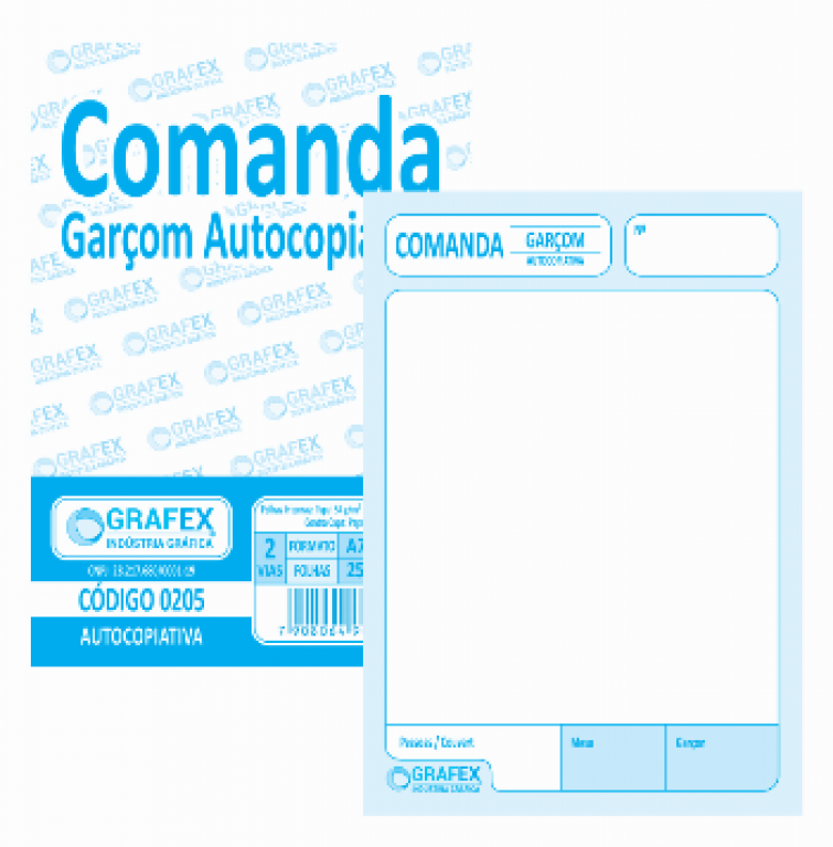GRAFEX - COMANDA GARCOM AUTOCOPIATIVA F025 - PT.10BLS