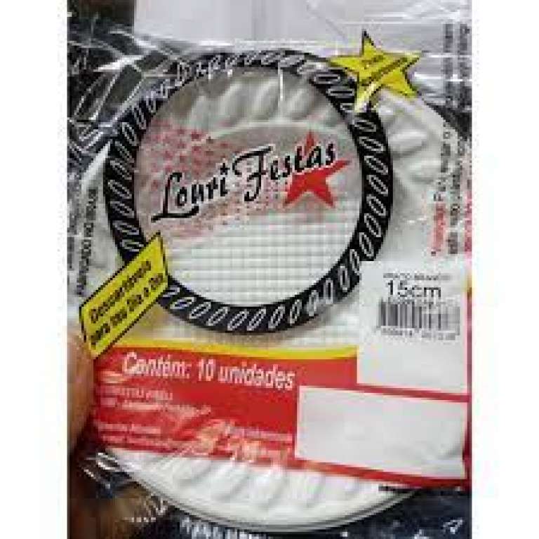 LOURIFESTAS - PRATO SOBREMESA 15CM BRANCO - CX.100X10UN