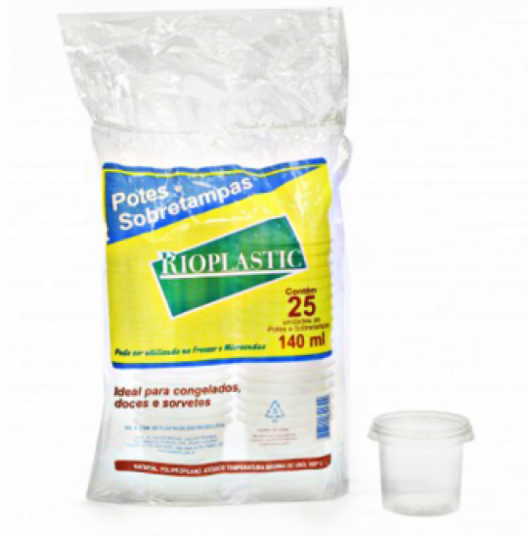 RIOPLASTIC - KIT POTE REDONDO COM SOBRETAMPA  140ML - PT.25UN