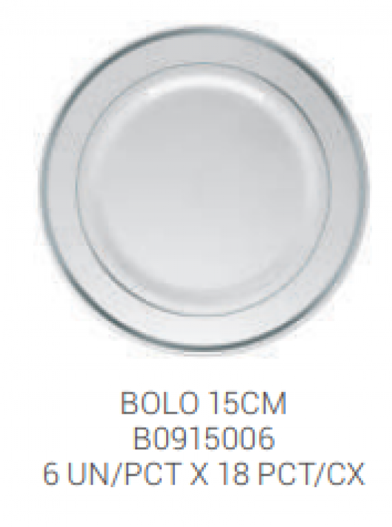 SILVER PLASTIC - PRATO 15CM SOBREMESA BORDA PRATA - PT.06UN (B0915006)