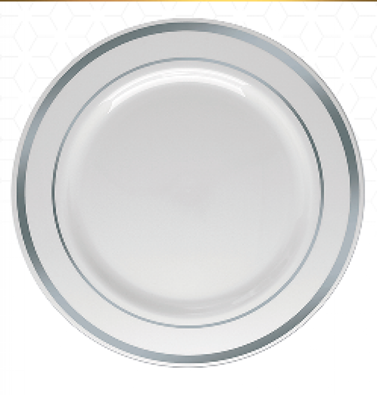 SILVER PLASTIC - PRATO 26CM REFEICAO BORDA PRATA - PT.06UN (B0901006)