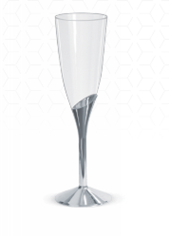 SILVER PLASTIC - TACA 150ML CHAMPAGNE BASE PRATA - PT.06UN (AA001)