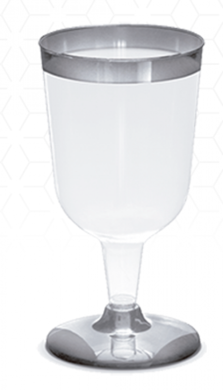 SILVER PLASTIC - TACA 210ML VINHO BORDA PRATA - PT.12UN (B1003012)