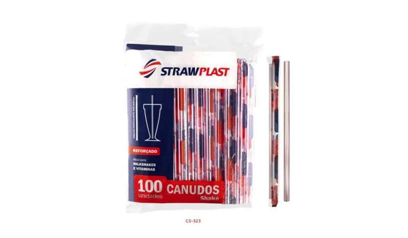 STRAW - CANUDO SHAKE SACHE VERMELHO 08MM (CS-323) - PT.100UN